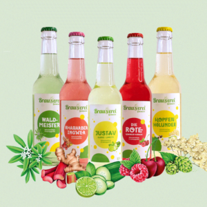 Flaschen der verschiedenen Brause-Sorten